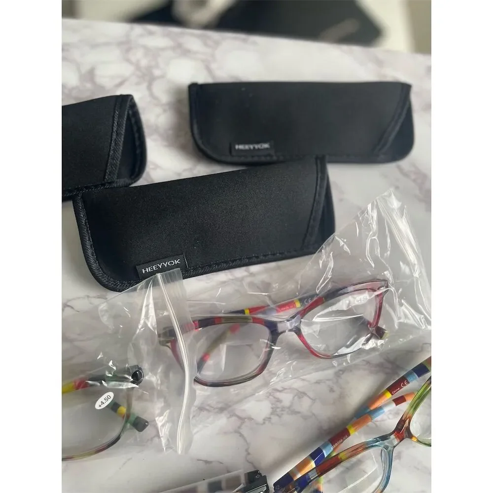 HEEYYOK Women's‎ Cat Eye Reading Glasses 4.50Pack Colorful Patterns